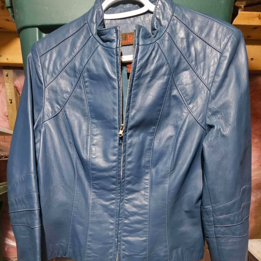 Danier Blue Leather Jacket
